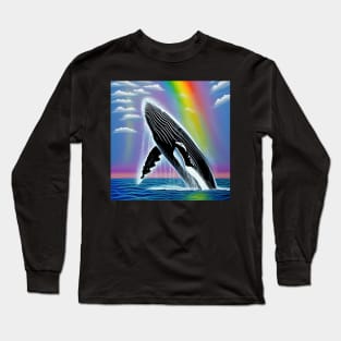 Humpback Whale Rainbow Long Sleeve T-Shirt